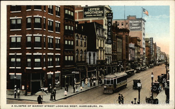 A Glimpse of Market Street Looking West Harrisburg Pennsylvania