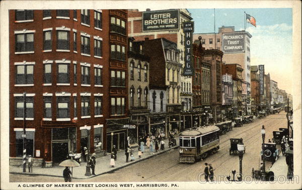 A Glimpse of Market Street Looking West Harrisburg Pennsylvania