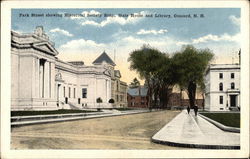 Park Street Showing Historical Society Bldg., State House and Library Concord, NH Postcard Postcard Postcard