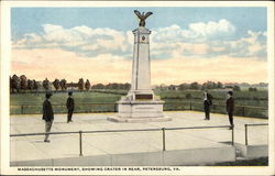 Massachusetts Monument Showing Crater in Rear Petersburg, VA Postcard Postcard Postcard