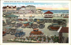 Parking Space and Beach York Beach, ME Postcard Postcard Postcard