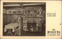 Booth and Fireplace in the Grill Room, The Pickwick on the Post Postcard