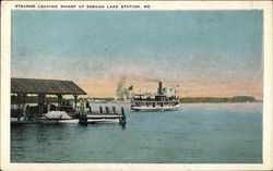 Steamer Leaving Wharf at Sebago Lake Station Postcard