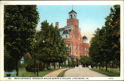 Main Entrance, Randolph Macon Woman's College Postcard