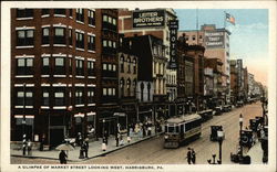 A Glimpse of Market Street Looking West Postcard