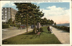 River Front Drive Along Susquehanna River Harrisburg, PA Postcard Postcard Postcard