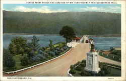 Clarks Ferry Bridge and Junction of Wm. Penn Highway and Susquehanna Trail Harrisburg, PA Postcard Postcard Postcard