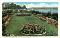 Sunken Gardens Along River Front Harrisburg, PA Postcard Postcard Postcard