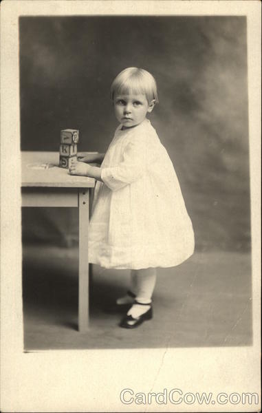 Precious Little Girl Playing with Blocks Girls