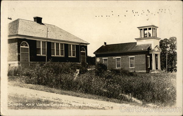 School and Union Church Port Kent New York
