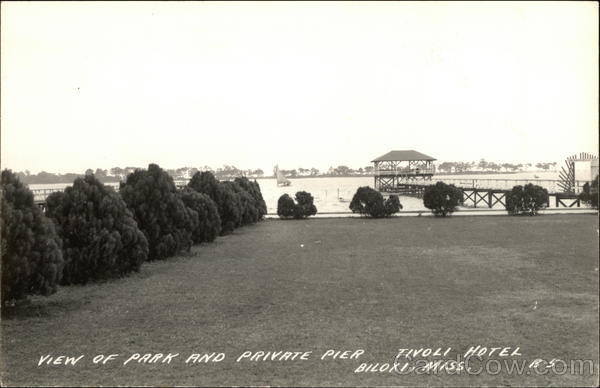 View of the Park and Private Pier, Tivoli Hotel Biloxi Mississippi