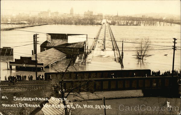 Susquehanna River and Market Street Bridge Harrisburg Pennsylvania