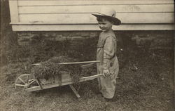 Farmer Boy Pushing Cart Boys Postcard Postcard Postcard