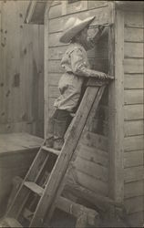 Farmer Boy, Ralph, Painting Shed Boys Postcard Postcard Postcard