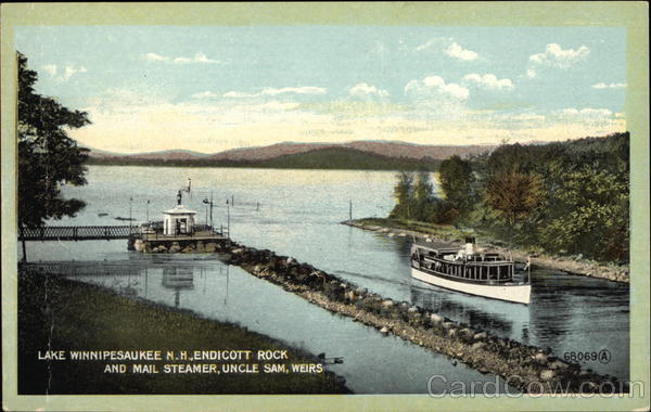 Endicott Rock and Mail Steamer, Uncle Sam, Weirs Laconia New Hampshire