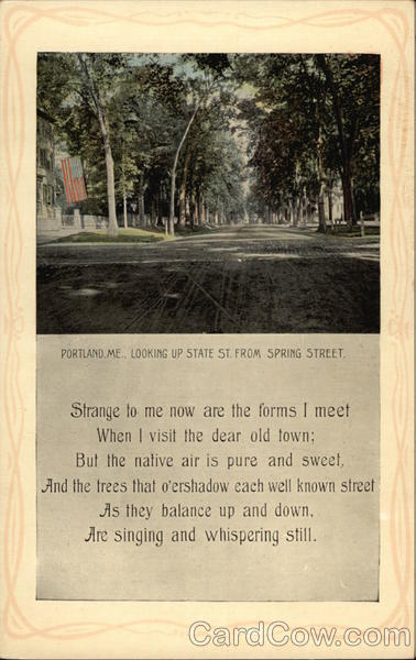 Looking Up State Street from Spring Street Portland Maine