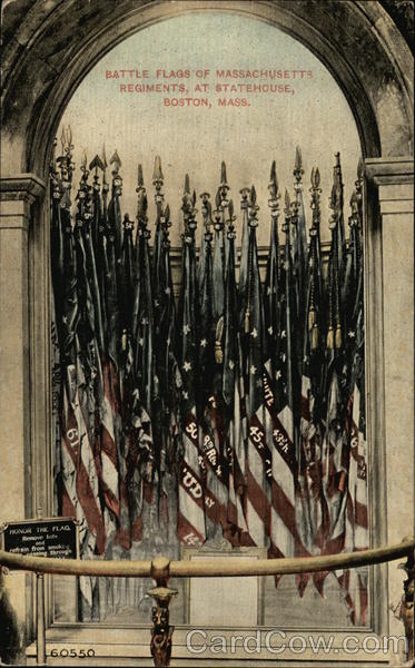 Battle Flags of Massachusetts Regiments at State House Boston