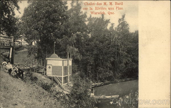 Chalet des M. M. Baril sur la Riviere aux Pins. Warwick PQ Canada