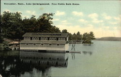 Lake Quinsigamond, Free Public Bath House Worcester, MA Postcard Postcard Postcard