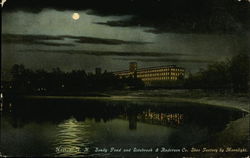Sandy Pond and Estabrook & Anderson Co. Shoe Factory by Moonlight Nashua, NH Postcard Postcard Postcard