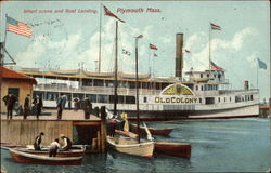 Wharf Scene and Boat Landing Postcard