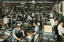 Large Press Room, Bureau of Printing & Engraving, U.S. Treasury Postcard