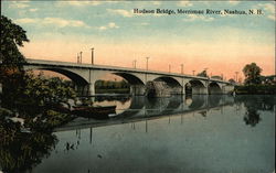 Hudson Bridge, Merrimac River Nashua, NH Postcard Postcard Postcard