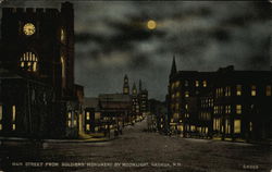 Main Street from Soldier's Monument By Moonlight Nashua, NH Postcard Postcard Postcard