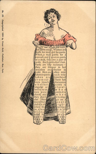 Woman Holding Pants - Pants Are Made For Men, Not For Women.