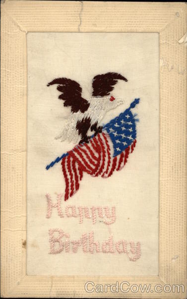 Happy Birthday Embroidered Silk