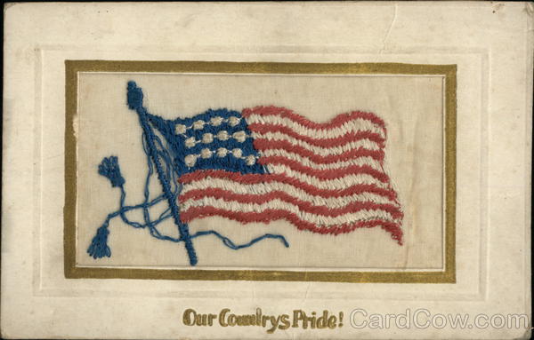 Our Country's Pride - U.S. Flag Applique Embroidered Silk