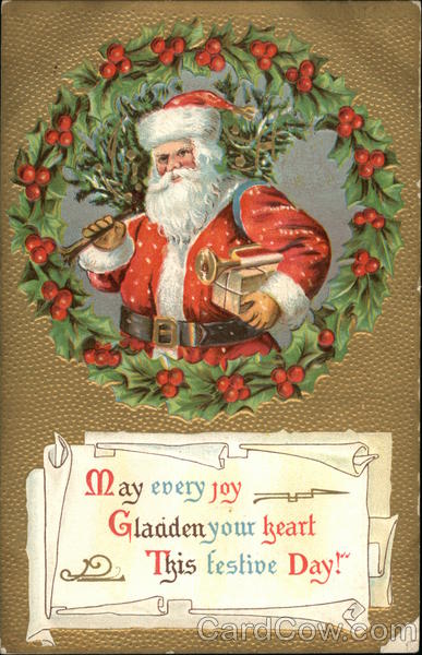 May Every Joy Gladen Your Heart This Festive Day! - Santa With Tree and Toys
