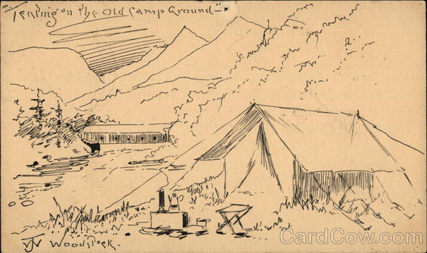 Tenting On The Old Campground, by J. Woodstock Hand Drawn