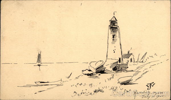 Hand Drawing of Lighthouse, Harwich, Mass. July 11, 1905
