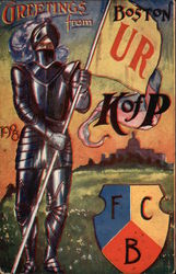 Greetings From Boston Knights of Pythias Massachusetts Fraternal Postcard Postcard Postcard