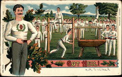 Athletes on Field With Bars and Pommel Horse Postcard