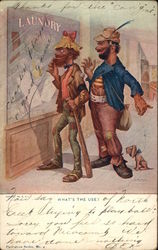 Hobos Standing Outside Laundry with Dog Postcard