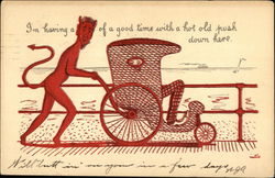 I'm Having A Devil Of A Good Time With A Hot Old Push Down Here Postcard