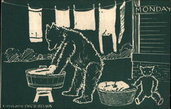 Monday is Wash Day Bears Postcard Postcard Postcard