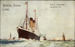 White Star Line R.M.S. "Oceanic" Leaving New York Postcard