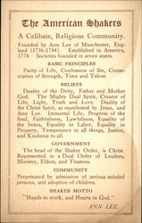 The American Shakers - A Celibate, Religious Community Postcard