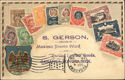 S, Gerson, Dealer in Mexican Drawn Work and Carved Leather Goods Postcard