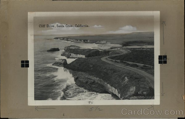 Cliff Drive Rare Layout Board, Photograph Santa Cruz California