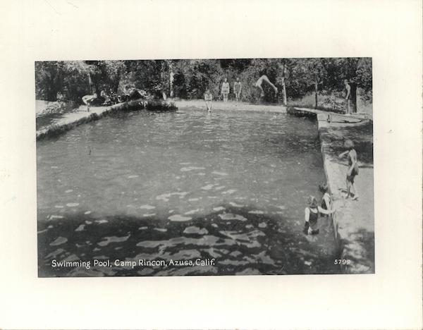 Swimming Pool, Camp Rincon Rare Original Postcard Proof #5799 Azusa California