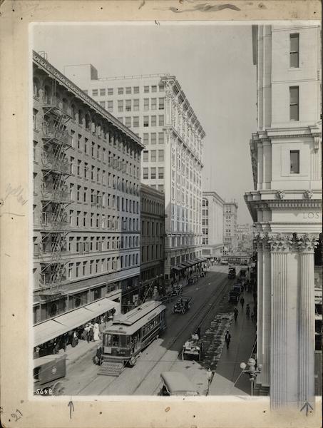 6th St. & Spring Streetcar Rare Original Photograph Los Angeles California