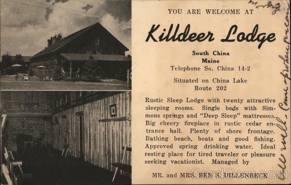 You are Welcome at Killdeer Lodge South China Maine