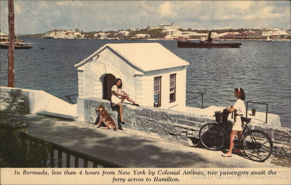 Two Passengers Await the Ferry Across to Hamilton Bermuda