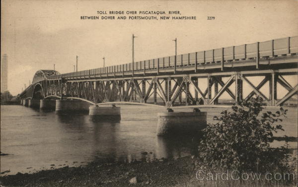 Toll Bridge over Piscataqua River Between Dover and Portsmouth New Hampshire