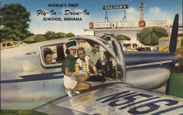 Rare: World's First Fly-In Drive-In Elwood, Indiana