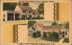 Garden Grove Motor Court, Virginia's Finest Danville, VA Postcard Postcard Postcard